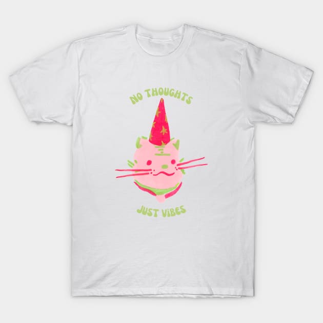 No Thoughts, Just Vibes Wizard Cat Sobre Alba T-Shirt by Sobre Alba